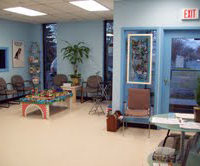 reception area with chairs and toys at Mavis Road