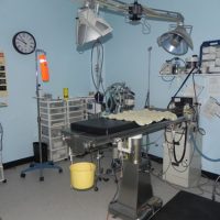 surgical table and equipment in surgery room